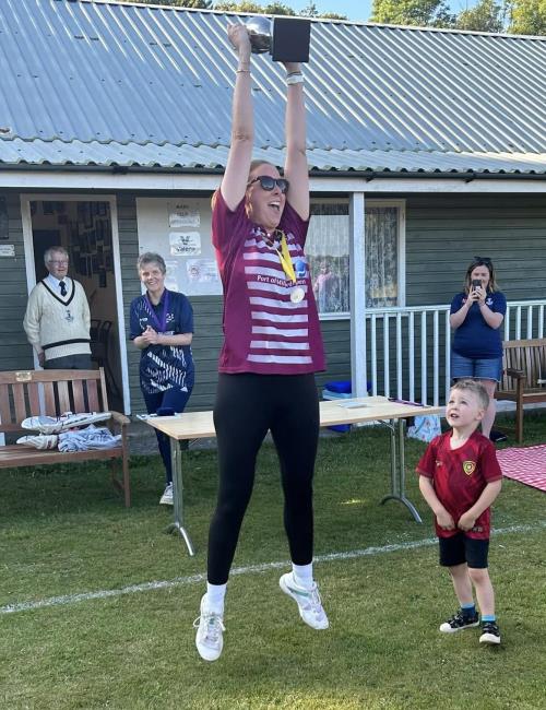 Lucy Johnson celebrates a special  victory